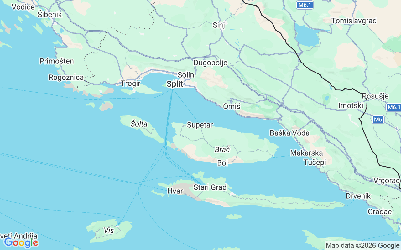De locatie van Gulet: Aci Marina Split, Supetar