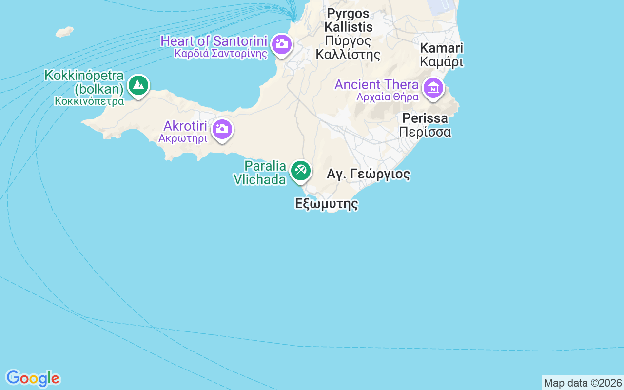 De locatie van RIB: Vlychada Marina, Thera