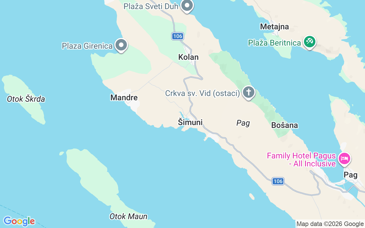 De locatie van Motorboot: Aci Marina Šimuni, Šimuni
