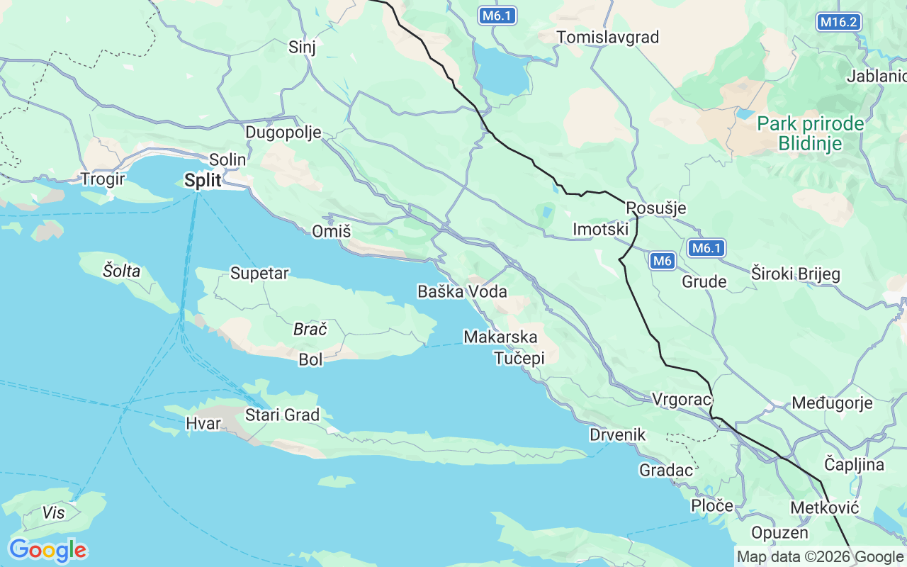 Emplacement du Bateau à moteur: Soline, Brela