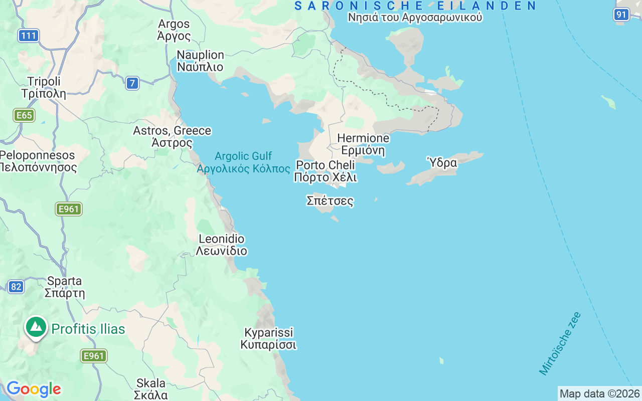 De locatie van RIB: Porto Heli, Spetses