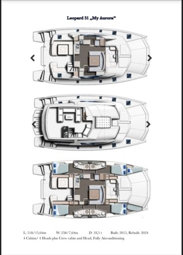 Catamaran Robertson & Caine Leopard 51 power catamaran Boat layout