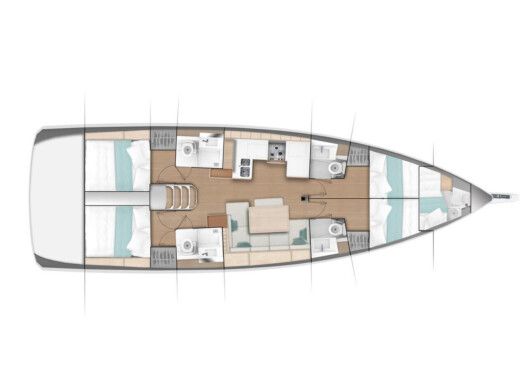 Sailboat  Sun Odyssey 490 Plattegrond van de boot