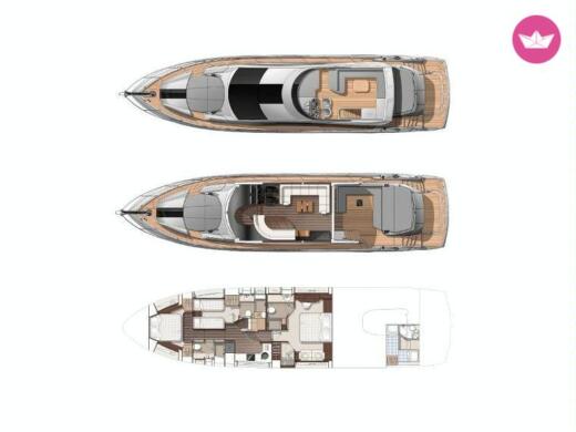Motor Yacht Sunseeker 68 Sport Σχέδιο κάτοψης σκάφους