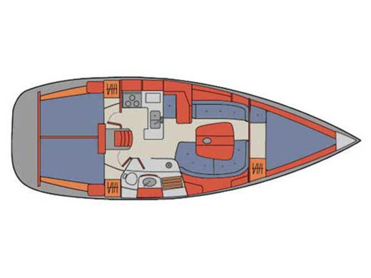 Sailboat Beneteau Oceanis clipper 361 Σχέδιο κάτοψης σκάφους