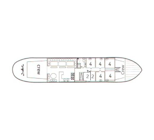 Sailboat Custom Tweemastklipperaak Waterman Plattegrond van de boot