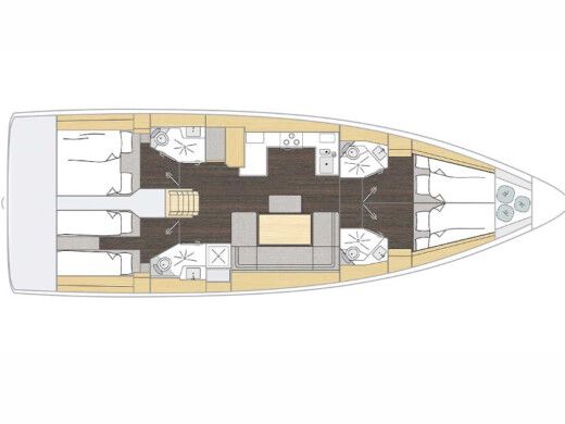 Sailboat  Bavaria C46 Plattegrond van de boot