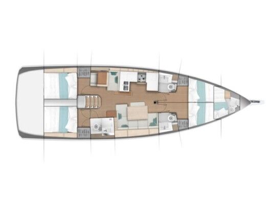 Sailboat  Sun Odyssey 490 Plattegrond van de boot