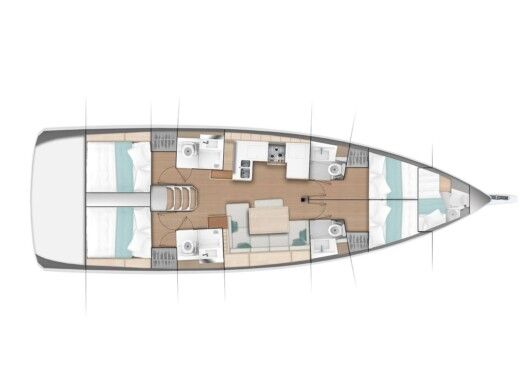 Sailboat Jeanneau Sun Odyssey 490 Plattegrond van de boot