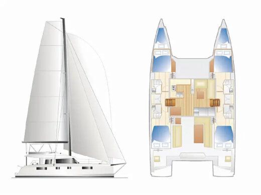 Catamaran  Nautitech 46 Fly Boot Grundriss