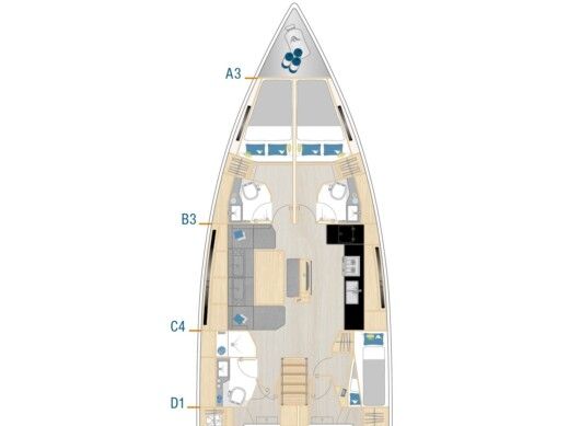 Sailboat  Hanse 460 Boat layout