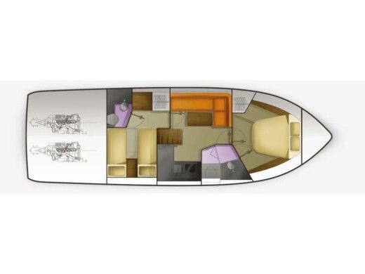 Motorboat Galeon 385 HTS Boot Grundriss