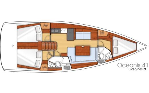 Sailboat Beneteau Oceanis 41.1 Boot Grundriss