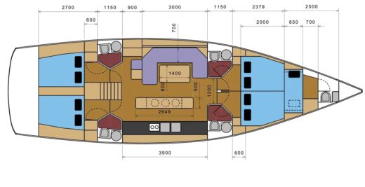 Sailboat D&D Kufner 54 Boat layout
