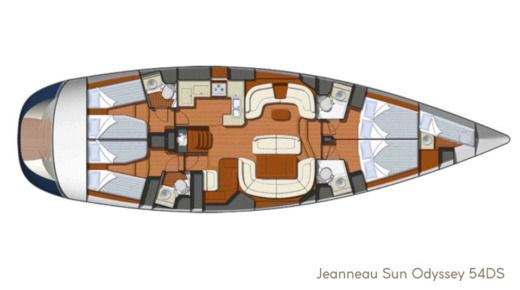 Sailboat Jeanneau Sun Odyssey 54DS Boot Grundriss