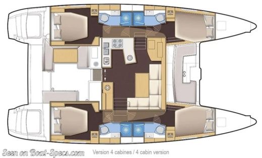 Catamaran Lagoon 450F Plattegrond van de boot