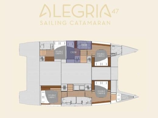 Catamaran Fountaine Pajot Saona 47 Planimetria della barca