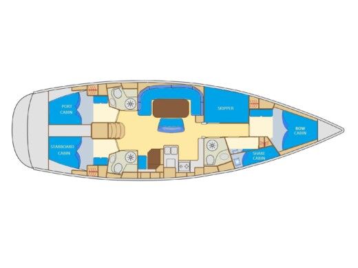 Sailboat  Bavaria 50 Cruiser Plattegrond van de boot