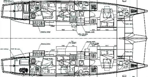 Catamaran Island Spirit Yachts IS525 Electric Catamaran Boat layout