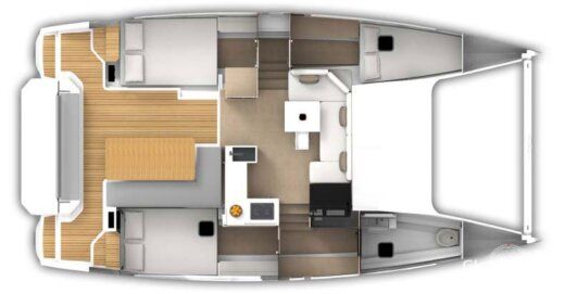 Catamaran Aventura 34 Plattegrond van de boot