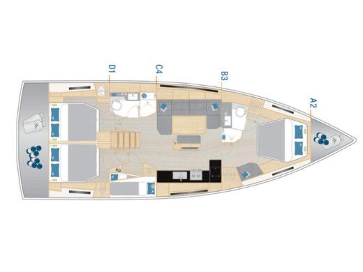 Sailboat  Hanse 460 Owners Plano del barco