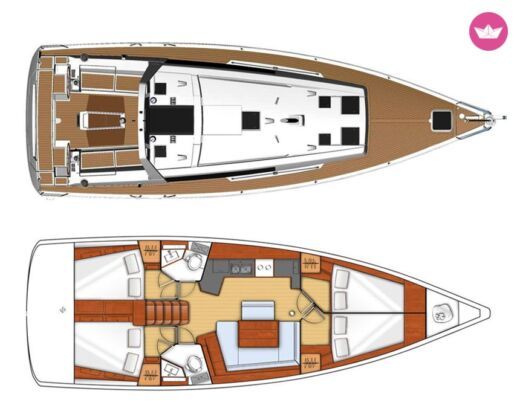 Sailboat Beneteau Oceanis 45 Plano del barco