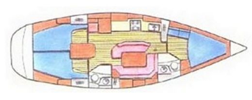 Sailboat Jeanneau Sun Odyssey 42.2 Plattegrond van de boot