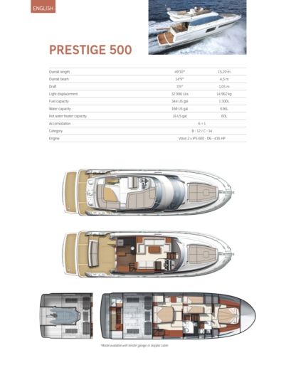 Motor Yacht Prestige 500 Flybridge Plan du bateau