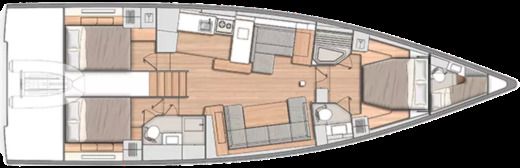 Sailboat Beneteau Oceanis yacht 54 Boot Grundriss