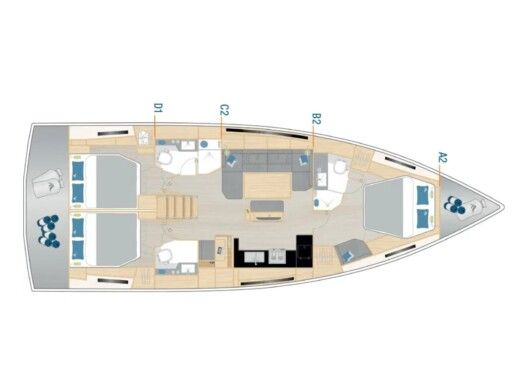 Sailboat  Hanse 460 Boat layout