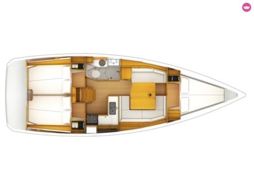 Sailboat Beneteau Sun Odyssey 389 Plattegrond van de boot