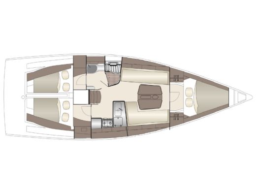 Sailboat  Dehler 38 SQ Plattegrond van de boot
