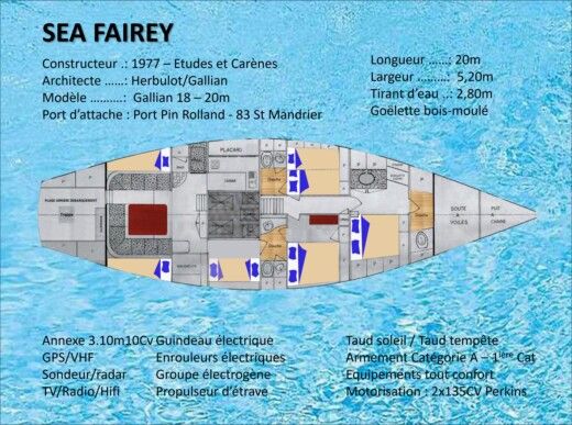 Sailboat Etude de Carènes Gallian 18 - 20m boat plan