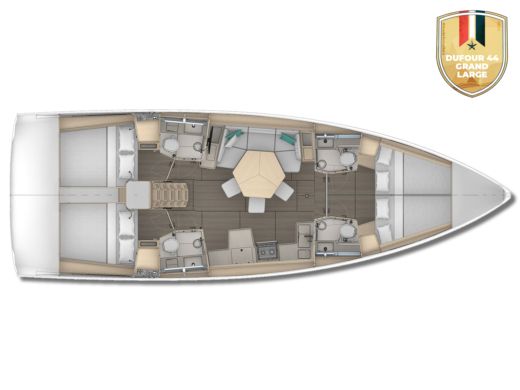 Sailboat  Dufour 44 Grand Large Plattegrond van de boot