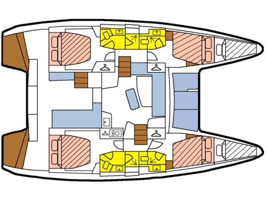 Catamaran LAGOON 42 Plattegrond van de boot