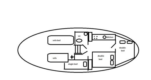 Motorboat Traditional Croatian boat Leut Palagruža Plattegrond van de boot