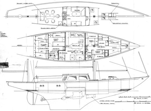 Sailboat Alcor Yacht classique Planta da embarcação