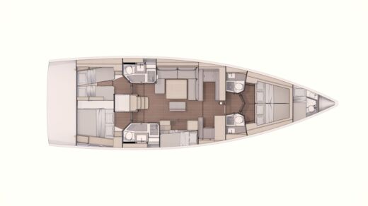 Sailboat Dufour Dufour 530 Grand Large Plattegrond van de boot