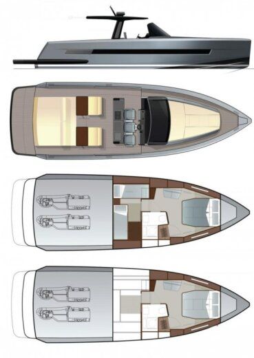 Motorboat Fjord 44 open Boat design plan