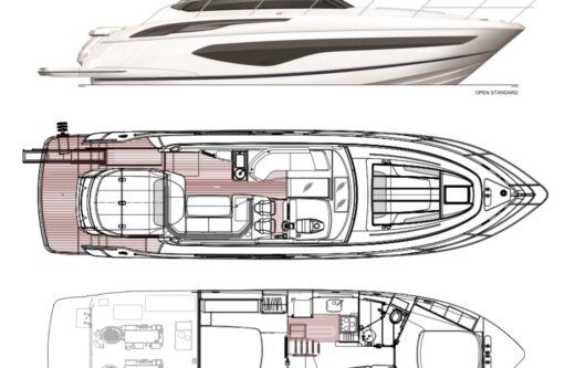 Motor Yacht Princess V50 Plattegrond van de boot