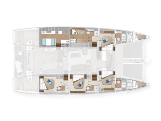Catamaran  Lagoon Sixty 5 Plattegrond van de boot