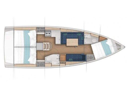 Sailboat Jeanneau Sun Odyssey 380 Plattegrond van de boot