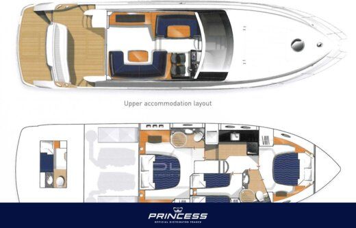 Motor Yacht Princess 54 Fly Plattegrond van de boot
