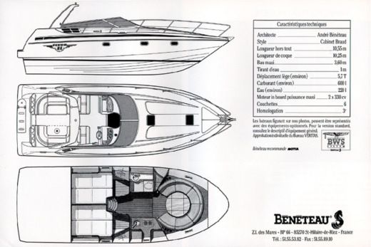 Motorboat Beneteau Flyer 11 Plan du bateau