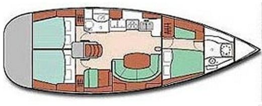 Sailboat Beneteau Oceanis célébration 411 Plattegrond van de boot