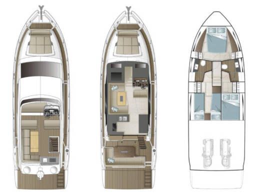 Motorboat Sealine F430 Plattegrond van de boot