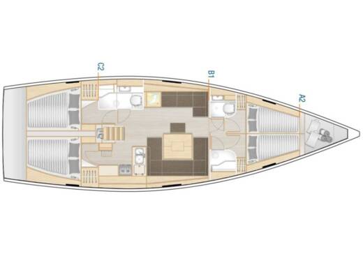 Sailboat  Hanse 445 Plano del barco