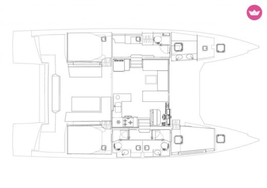 Motor Yacht Nautitech NAUTITECH 47 POWER CAT CHILL Plattegrond van de boot