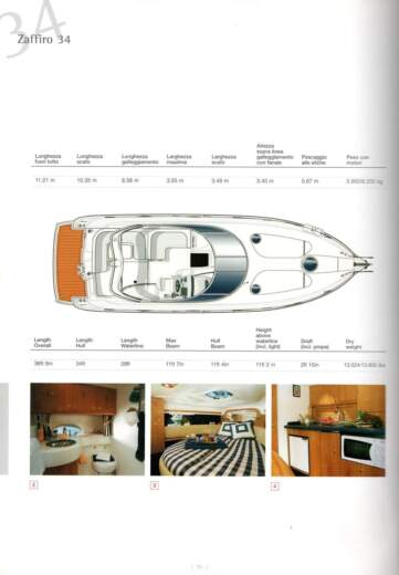 Motorboat Cranchi Zaffiro 34 Plano del barco