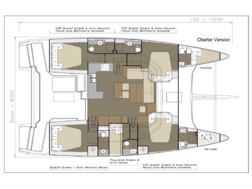 Catamaran Dufour Catamaran 48 Plano del barco